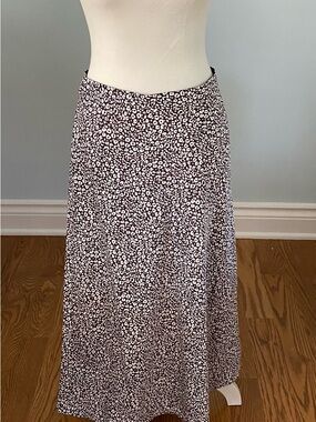 Petite Brown and White Maxi Skirt with Subtle Floral Print